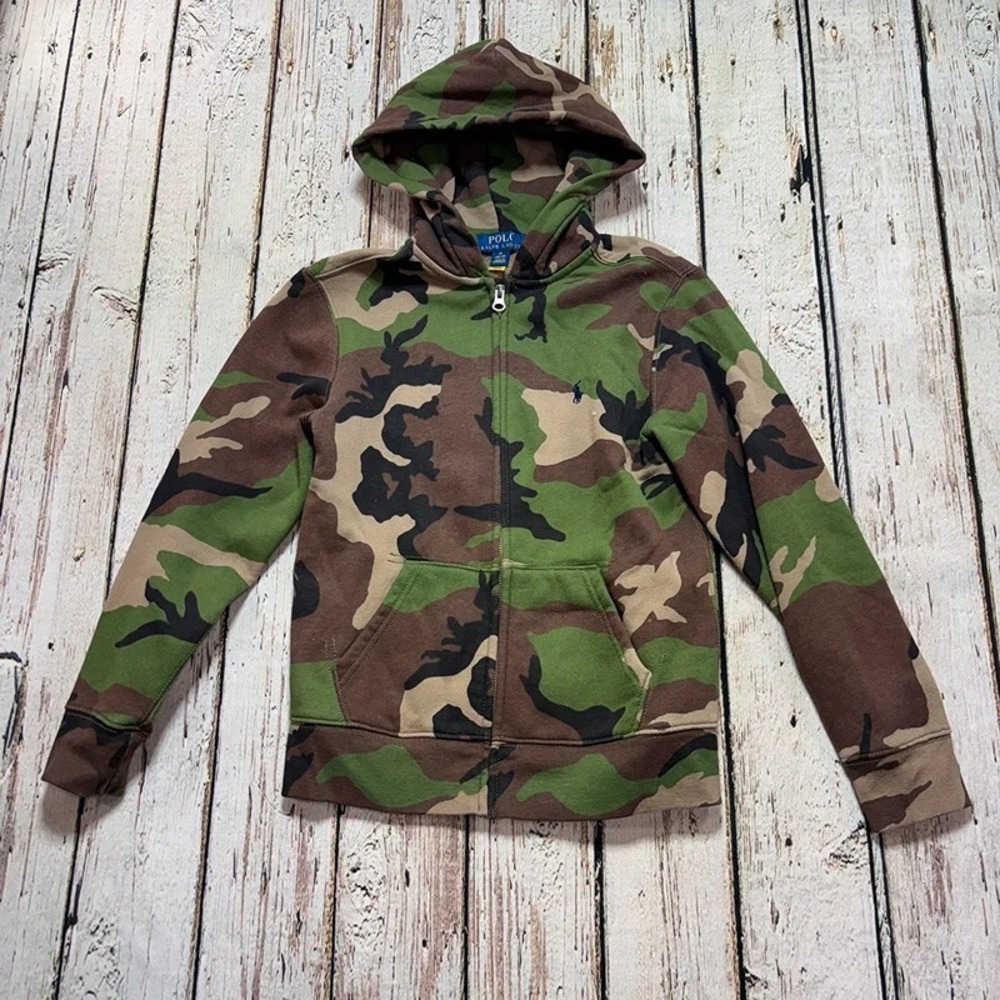 Polo Ralph Lauren Camo Zip Hoodie Boys sz 10-12